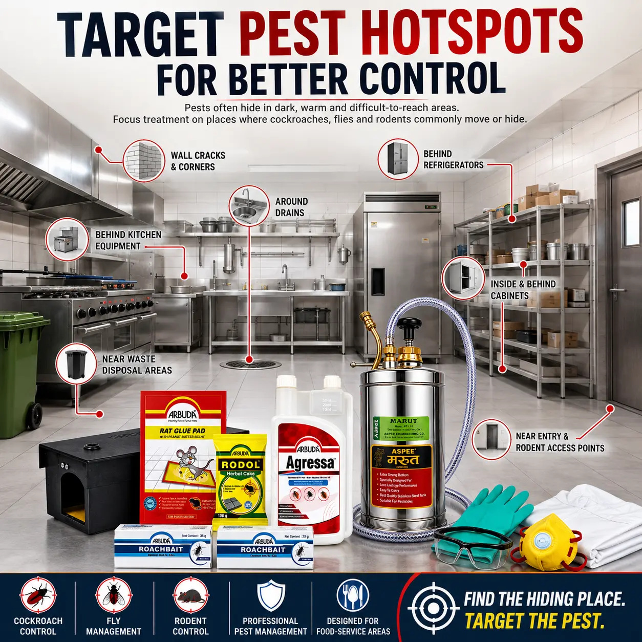 Restaurant Pest Control Compliance Kit | Commercial Cockroach, Fly & Rat Control Kit for Restaurants, Cloud Kitchens & Cafés | Complete Food Safety Pest Management Solution