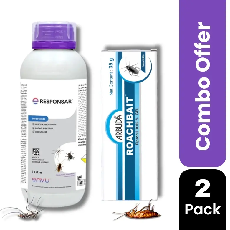 Responsar SC 1 Ltr + Roachbait Gel 35 g Combo Pack | Odorless Insecticide for Cockroach, Mosquito & Housefly Control | Fast Acting Residual Pest Control Solution