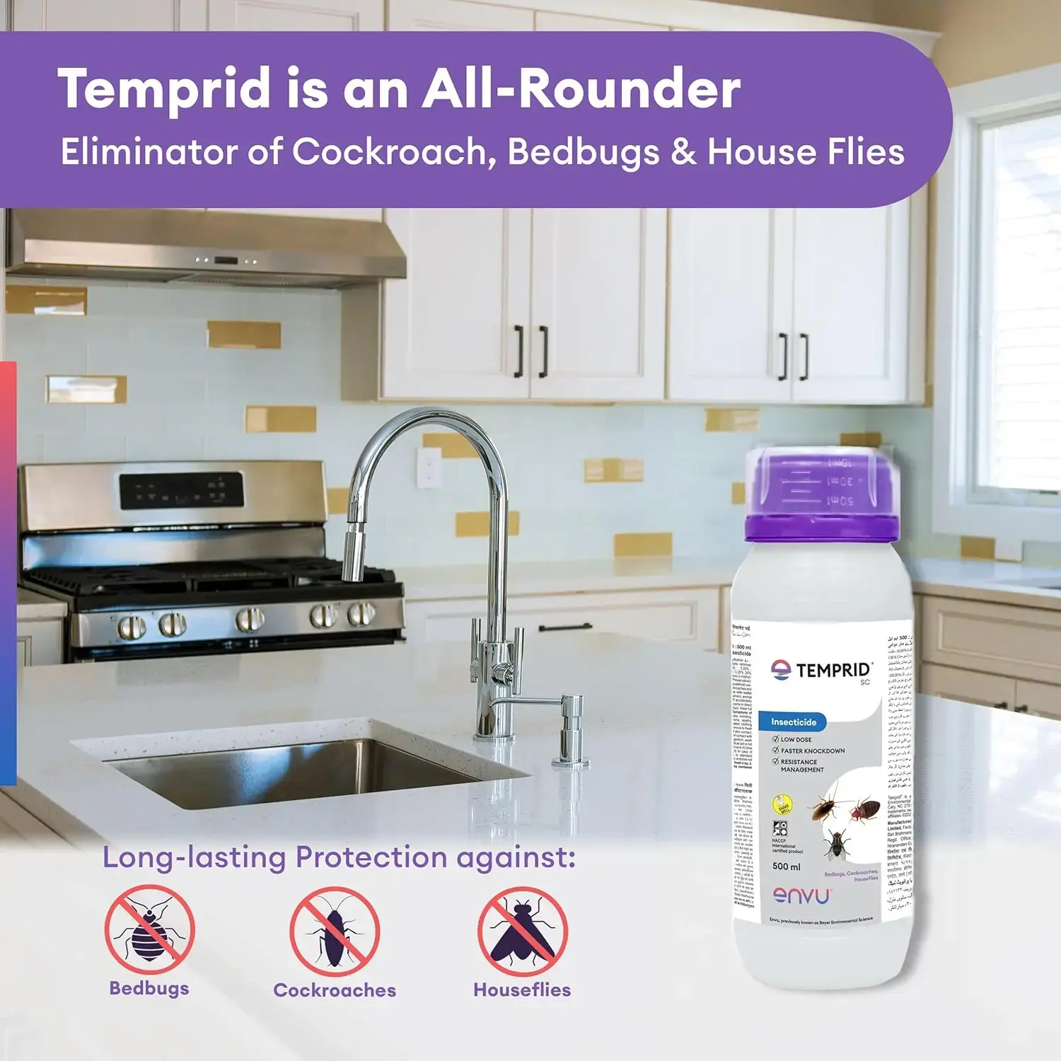 Temprid SC 500 ml ( Pack of 2 ) | Odorless Bedbug, Cockroach & Housefly Control Insecticide | Long Lasting Residual Pest Control Solution