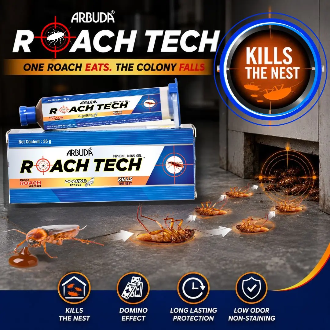 Complete Cockroach Control Kit for Home | ROACH STOP Pro Bait Station + Roach Tech Gel + Roachnil pesticide + 1 Litre Sprayer Pump