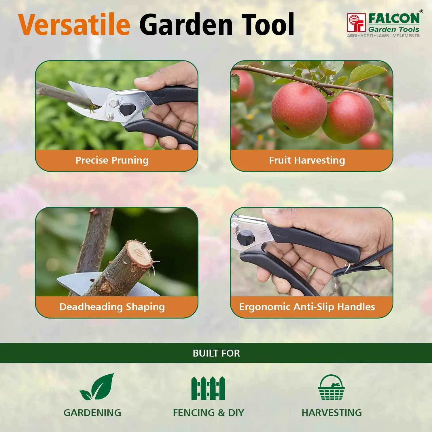 Falcon Finecut Pruning Secateur 200mm Professional Garden Tool | By-Pass Plant & Branch Cutter