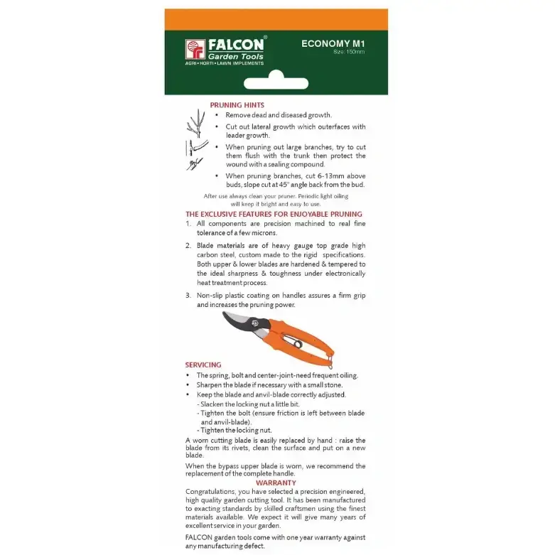Falcon Economy M1 Pruning Secateur | Garden Cutter for Plants & Branches