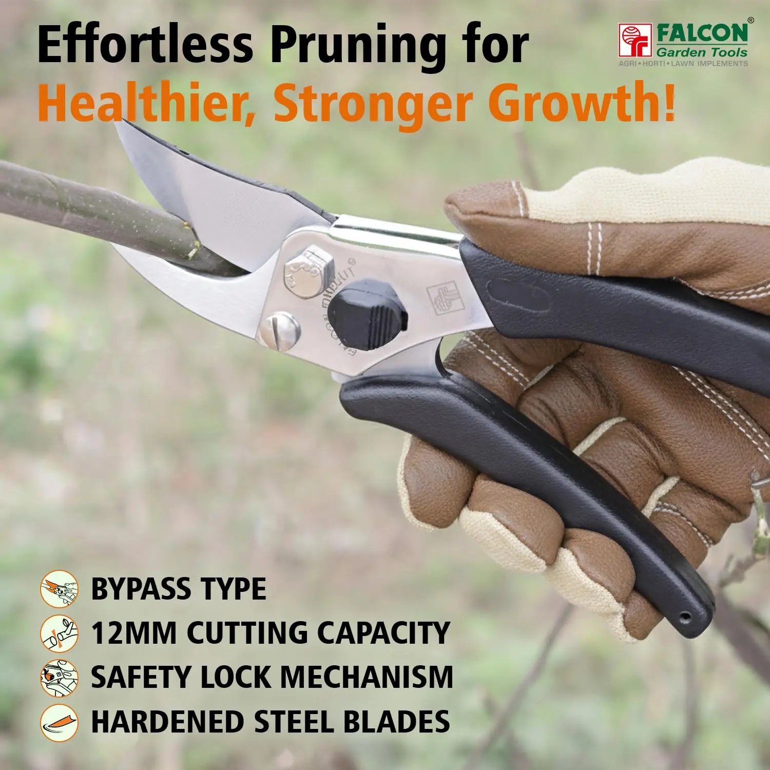 Falcon Finecut Pruning Secateur 200mm Professional Garden Tool | By-Pass Plant & Branch Cutter