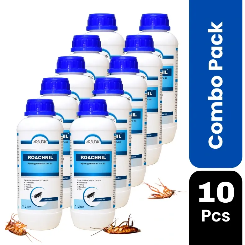 Roachnil Odorless Insecticide Pack of 10 | Alphacypermethrin 10% SC for Cockroach, Mosquito & Fly Control | Long Lasting Pest Control Solution