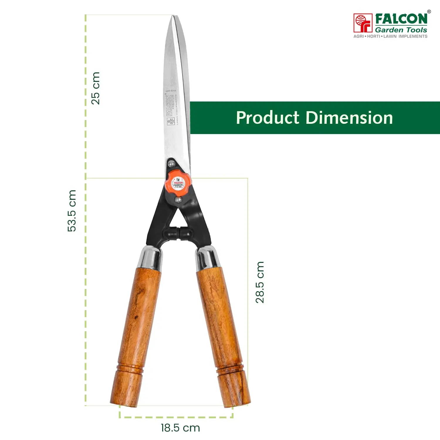 Falcon FHS-999 (W) Hedge Shear with Wooden Handle | 535mm Manual Hedge Trimmer