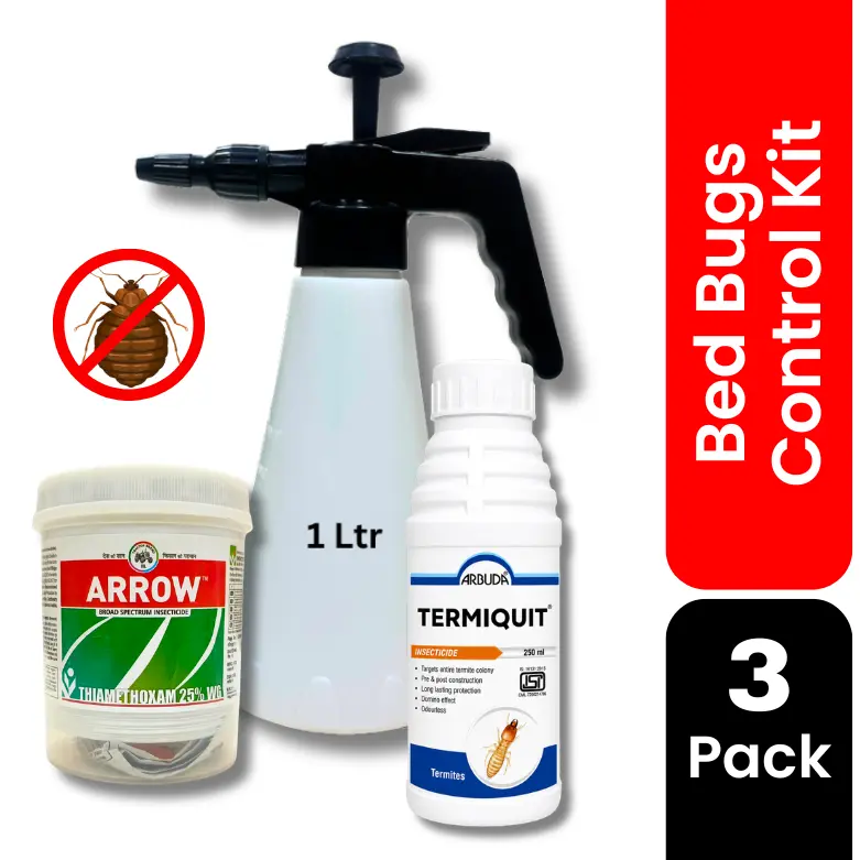 Bedbugs Control Kit for Home | Bed Bug Killer Combo with Arrow Thiamethoxam 25% WG, Termiquit Imidacloprid 30.5% SC & 1 Litre Pressure Sprayer | Complete Bed Bug Treatment Solution