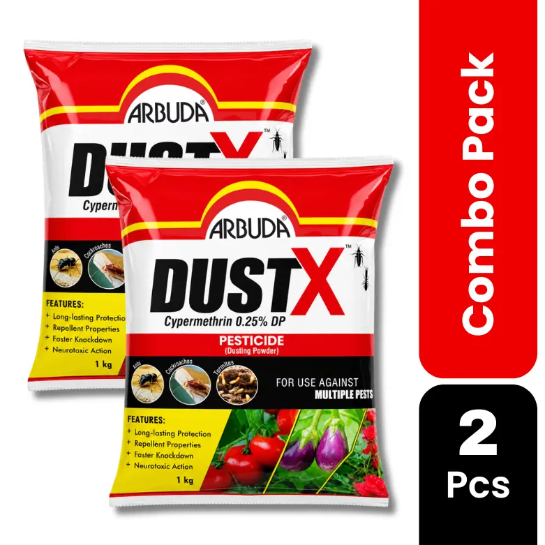 Dustx 1 Kg Pack of 2 | Cypermethrin 0.25% DP Dusting Powder for Cockroach, Ant & Crawling Insect Control | Household & Agricultural Pest Control
