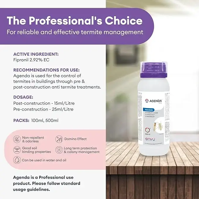Agenda EC 500 ml Pack of 2 Termite Killer | Fipronil Termite Treatment for Wood & Furniture | Pre & Post Construction Deemak Control | Long Lasting Protection