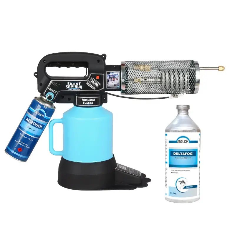 Silent Saviour - Zero Maintenance Mini Fogging Machine for mosquito with Gas Can 1 Qty + 1 L Deltafog  1 Qty