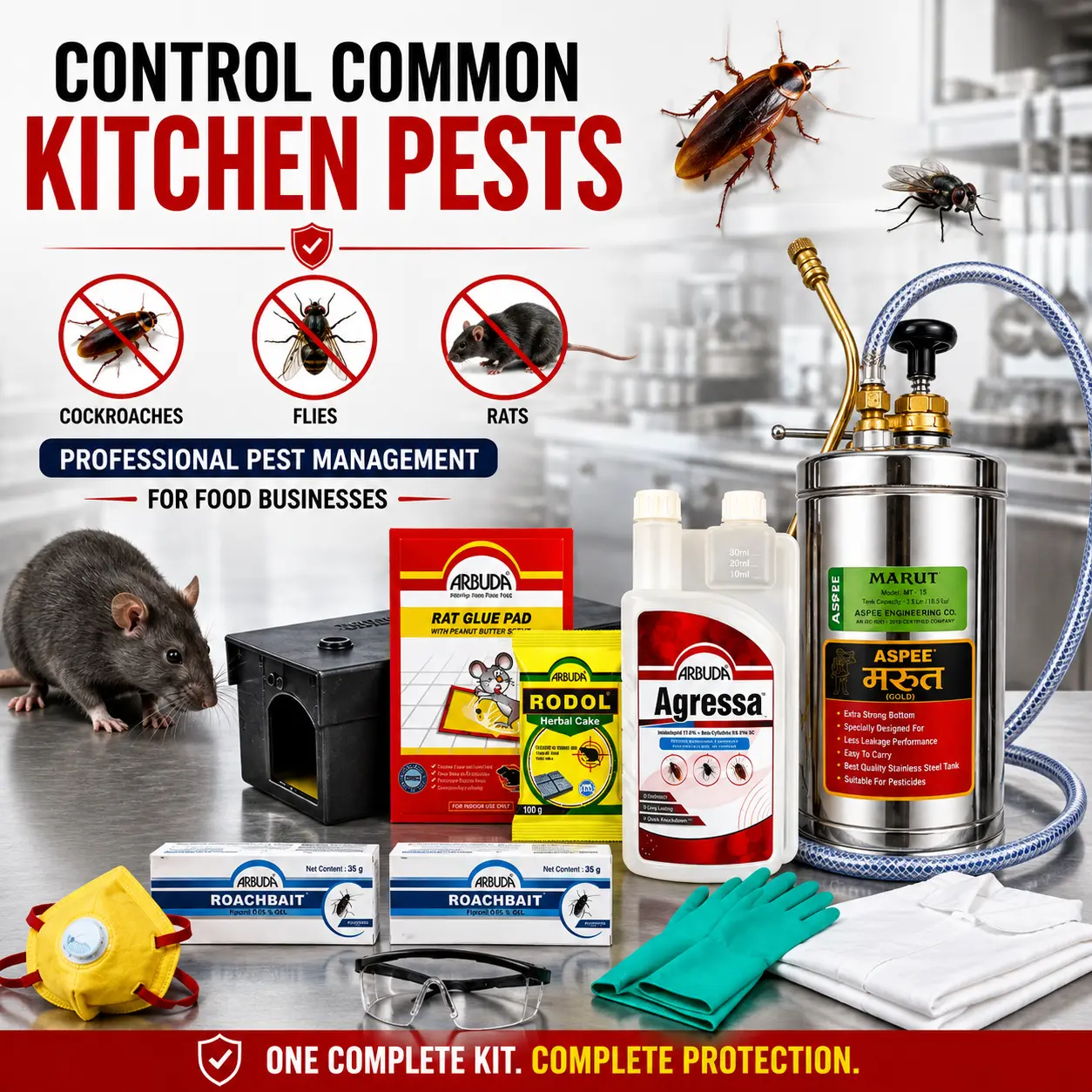 Restaurant Pest Control Compliance Kit | Commercial Cockroach, Fly & Rat Control Kit for Restaurants, Cloud Kitchens & Cafés | Complete Food Safety Pest Management Solution