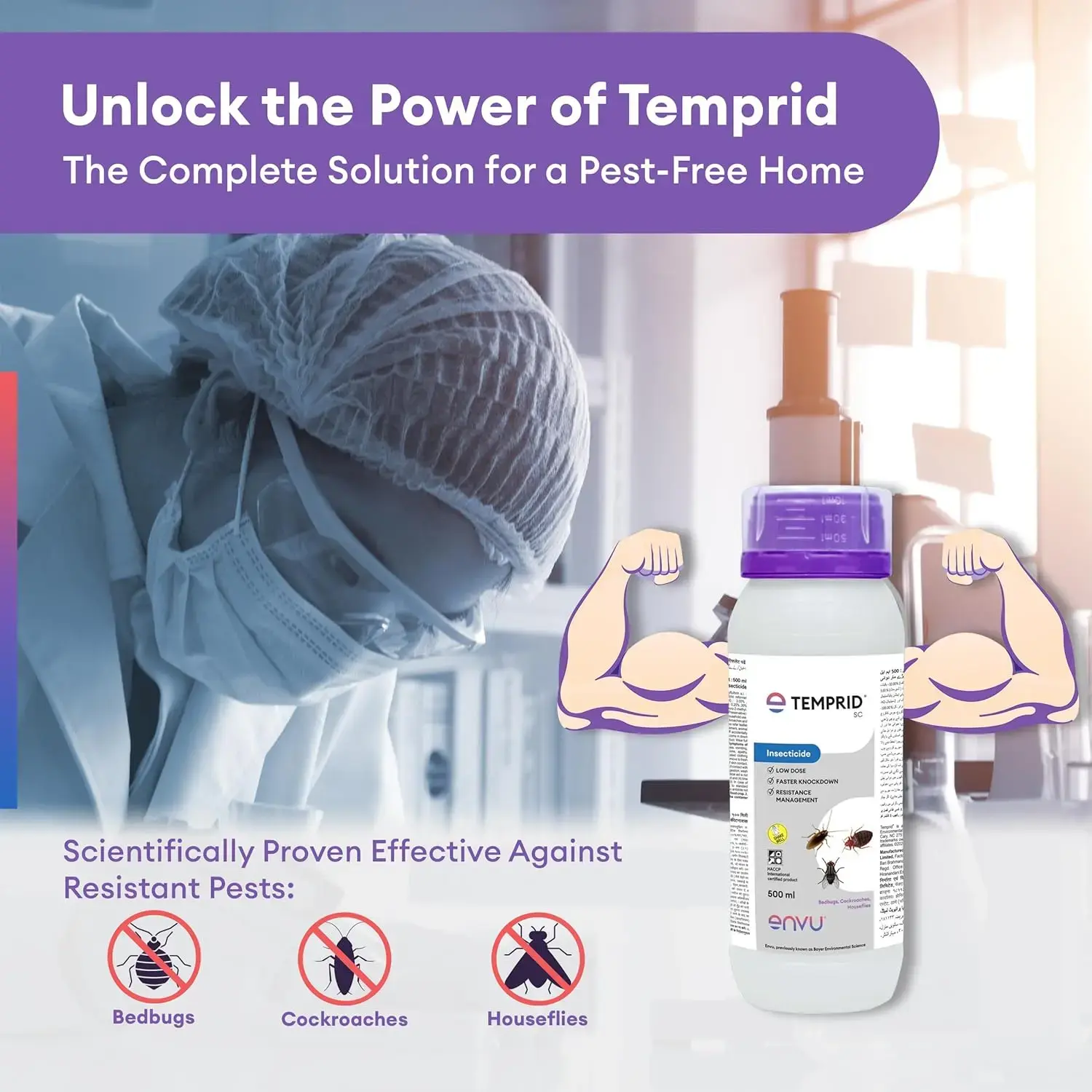 Temprid SC 500 ml ( Pack of 2 ) | Odorless Bedbug, Cockroach & Housefly Control Insecticide | Long Lasting Residual Pest Control Solution