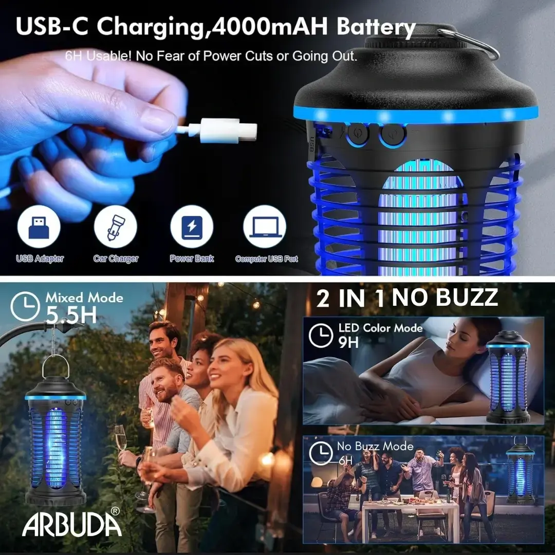 NO BUZZ Rechargeable Mosquito Zapper for Food Trucks & Outdoor Stalls
