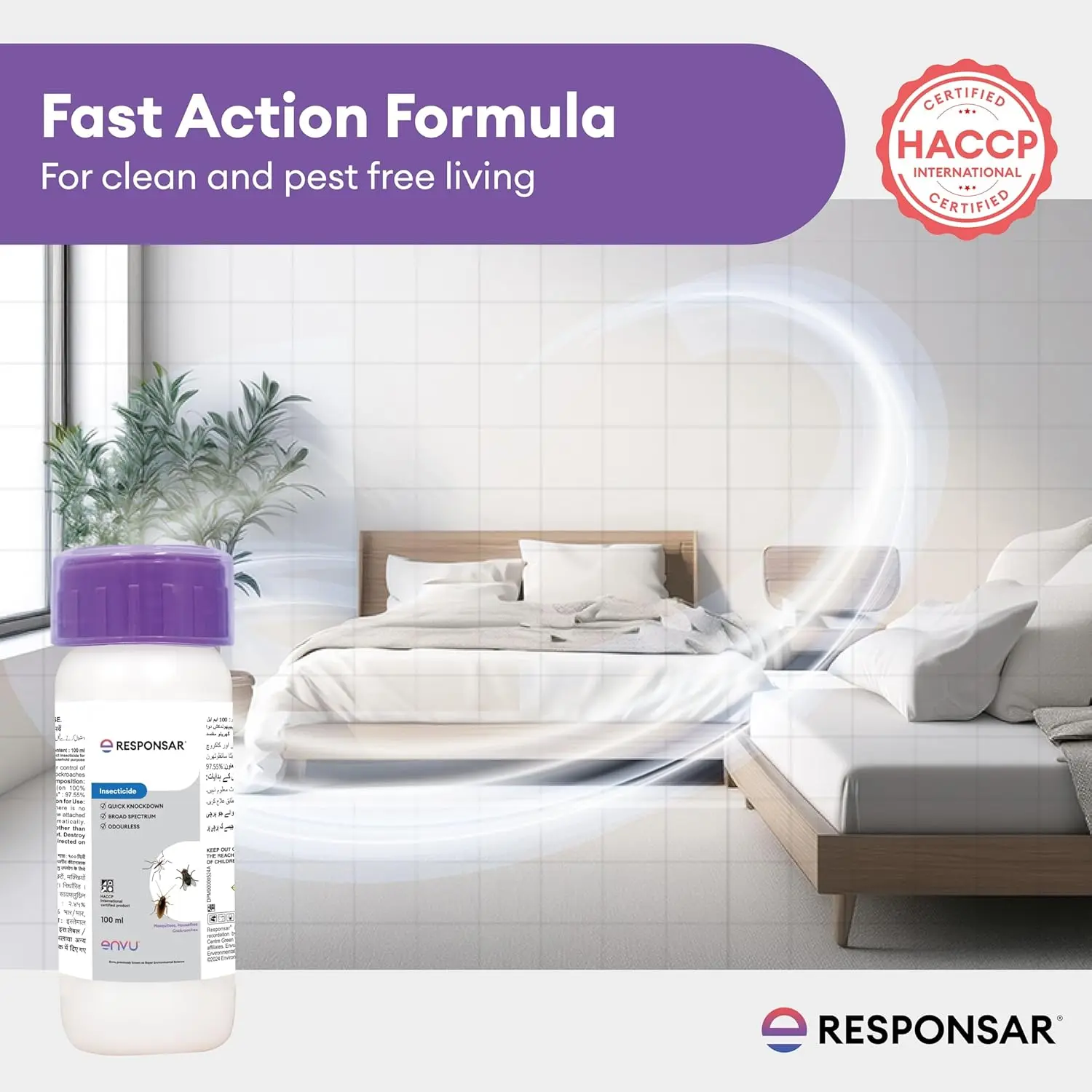 Responsar SC 100 ml Pack of 2 | Odorless Cockroach, Mosquito & Housefly Control Insecticide | Beta Cyfluthrin 2.45% SC Fast Acting Pest Control