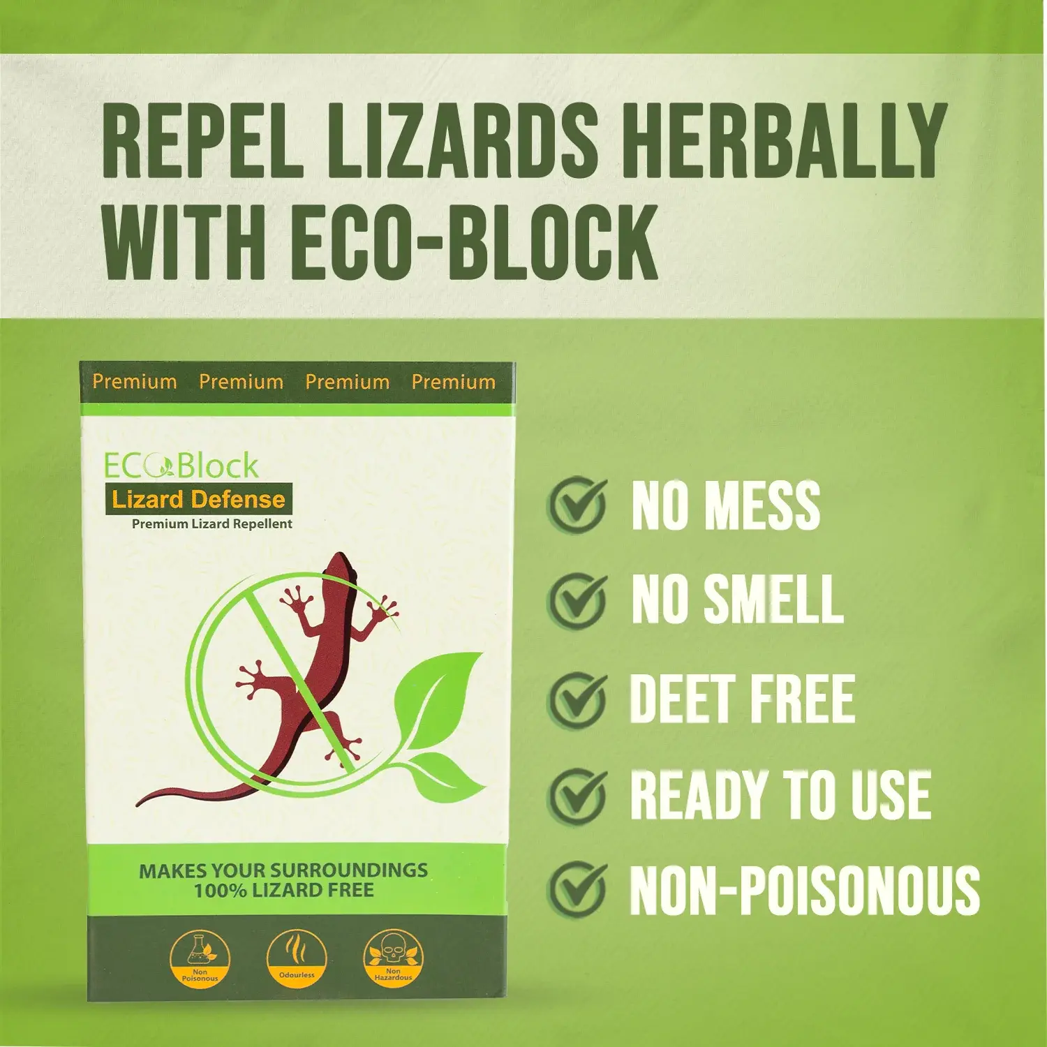 EcoBlock Lizard Defense (Pack of 5) – Natural Lizard Repellent Cubes