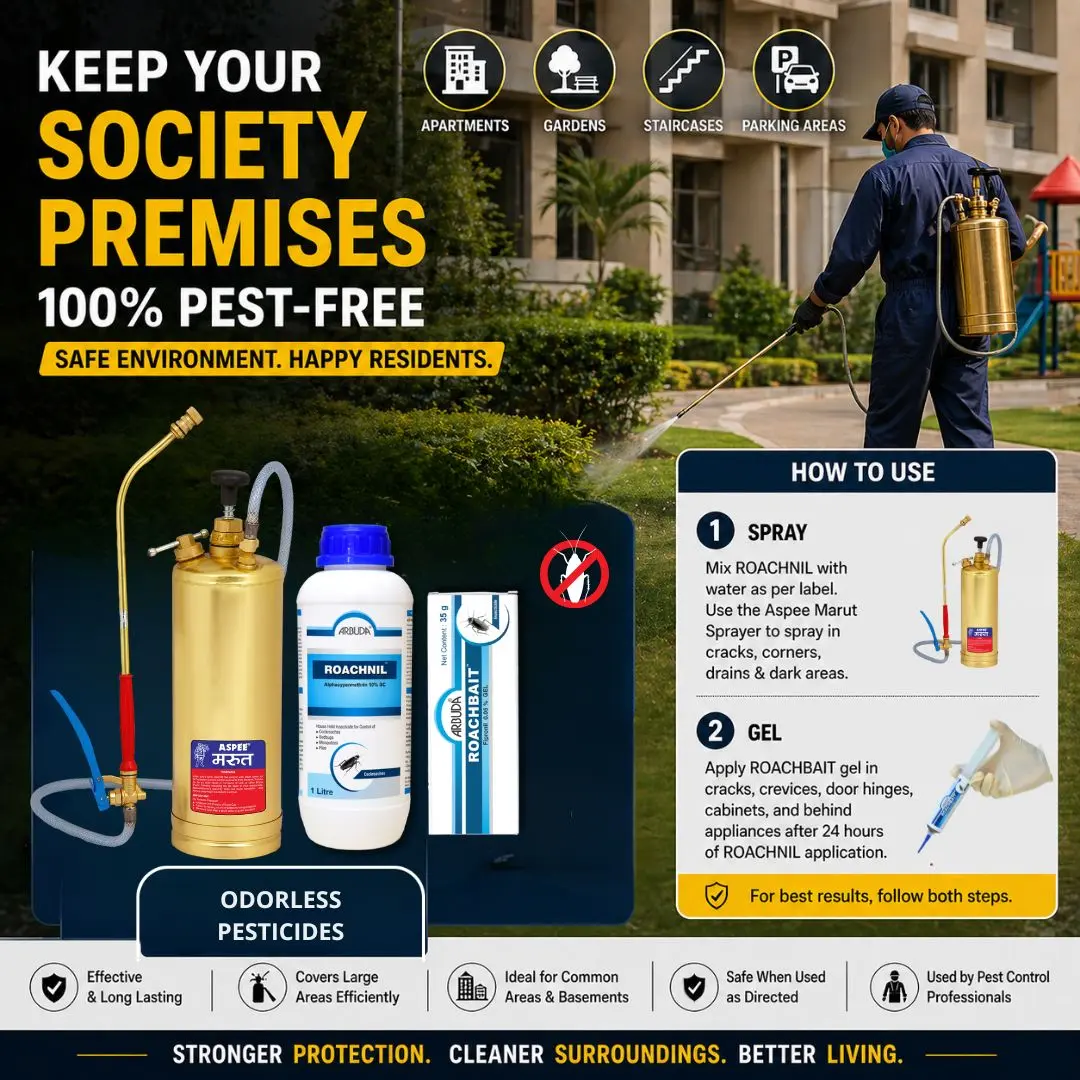 Pest Control Starter Kit | Aspee Marut Brass Pump 3.5 Ltr + Roachnil Insecticide 1 Ltr + Roachbait Gel 35 gm | Complete Cockroach Control Combo