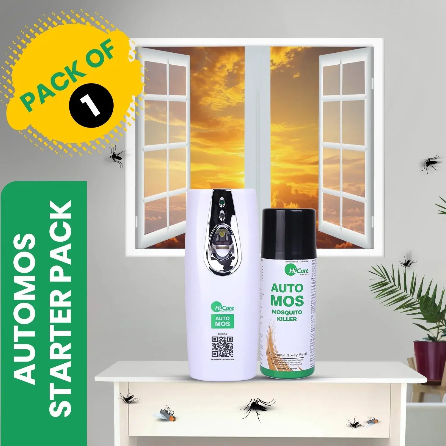 AutoMos Mosquito Repellent Machine + 1 Refill – 90 Days Starter Pack