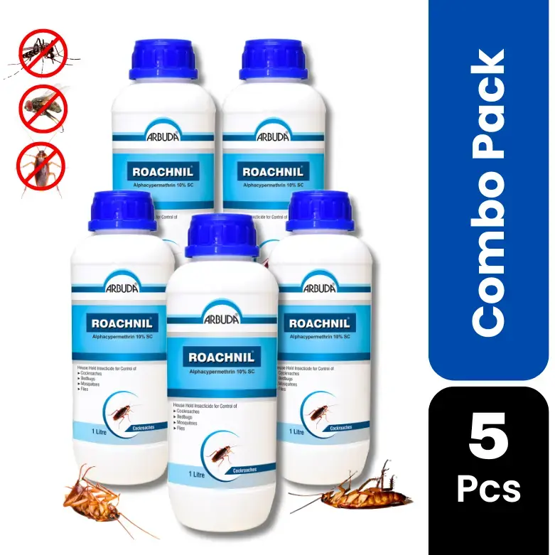Roachnil Odorless Pesticide Pack of 5 | Alphacypermethrin 10% SC for Cockroach, Mosquito & Fly Control | Long Lasting Pest Control Solution