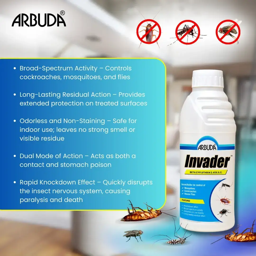 Invader - Odorless Cockroach Killer Pesticides 1 Ltr + Free 250 ml Sprayer