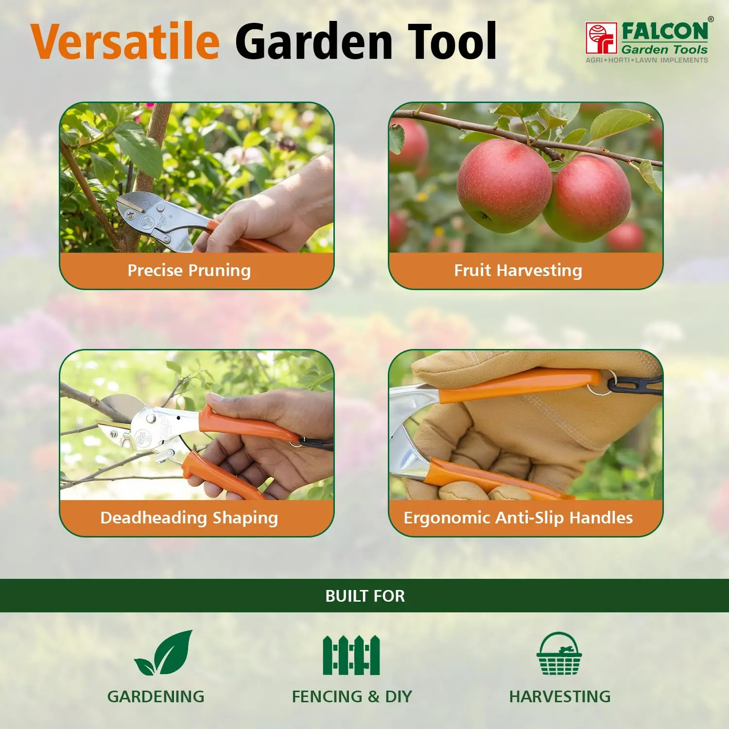 Falcon Pruning Secateurs Economy M-2 (200mm) Steel Garden Cutter