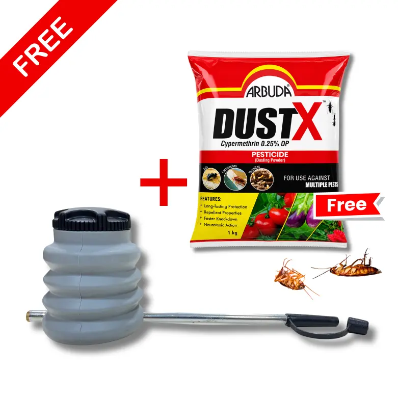 Arbuda Puff Duster with FREE 1 Kg Dustx (Cypermethrin 0.25% DP Dusting Powder)