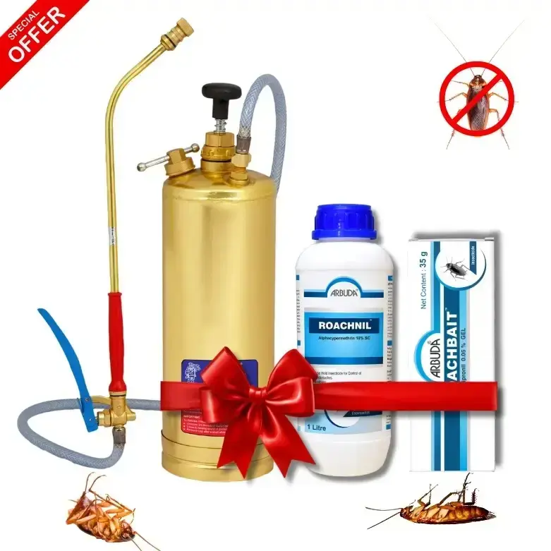 Aspee Marut Brass Pump 3.5 Ltr (MT/36) 1 Qty + Roachnil 1 Ltr  1 Qty + Roachbait Gel 35 Gm 1 Qty