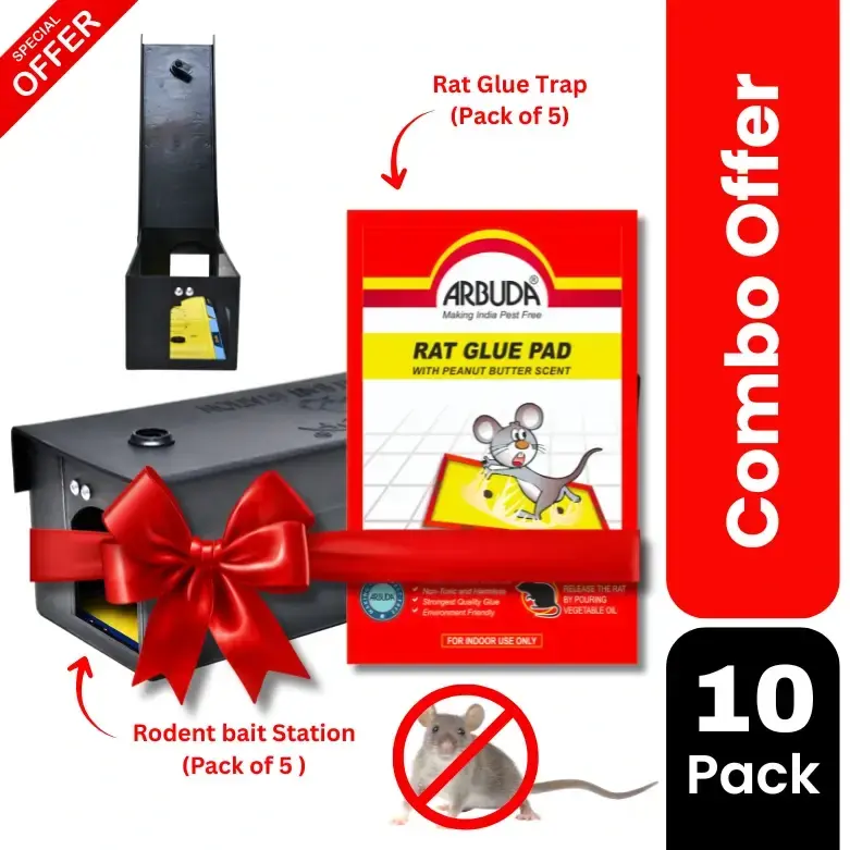 Rodent Bait Station (Plastic) Pack of 5 Qty with Small Rat Glue Pads (Pack of 5 Qty)