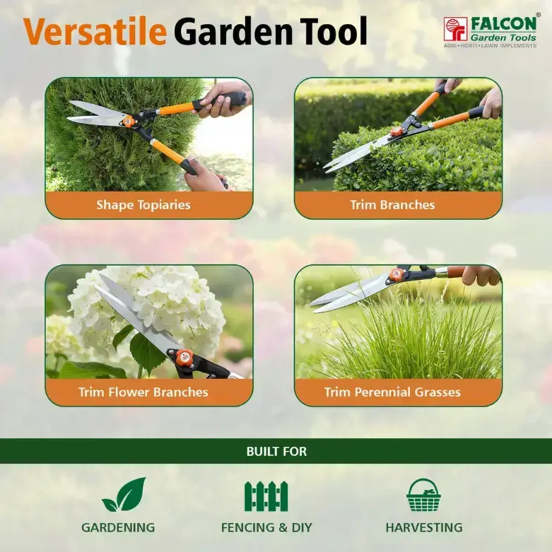 Falcon FHS-777 Premium Hedge Shear with Steel Handle & Grip