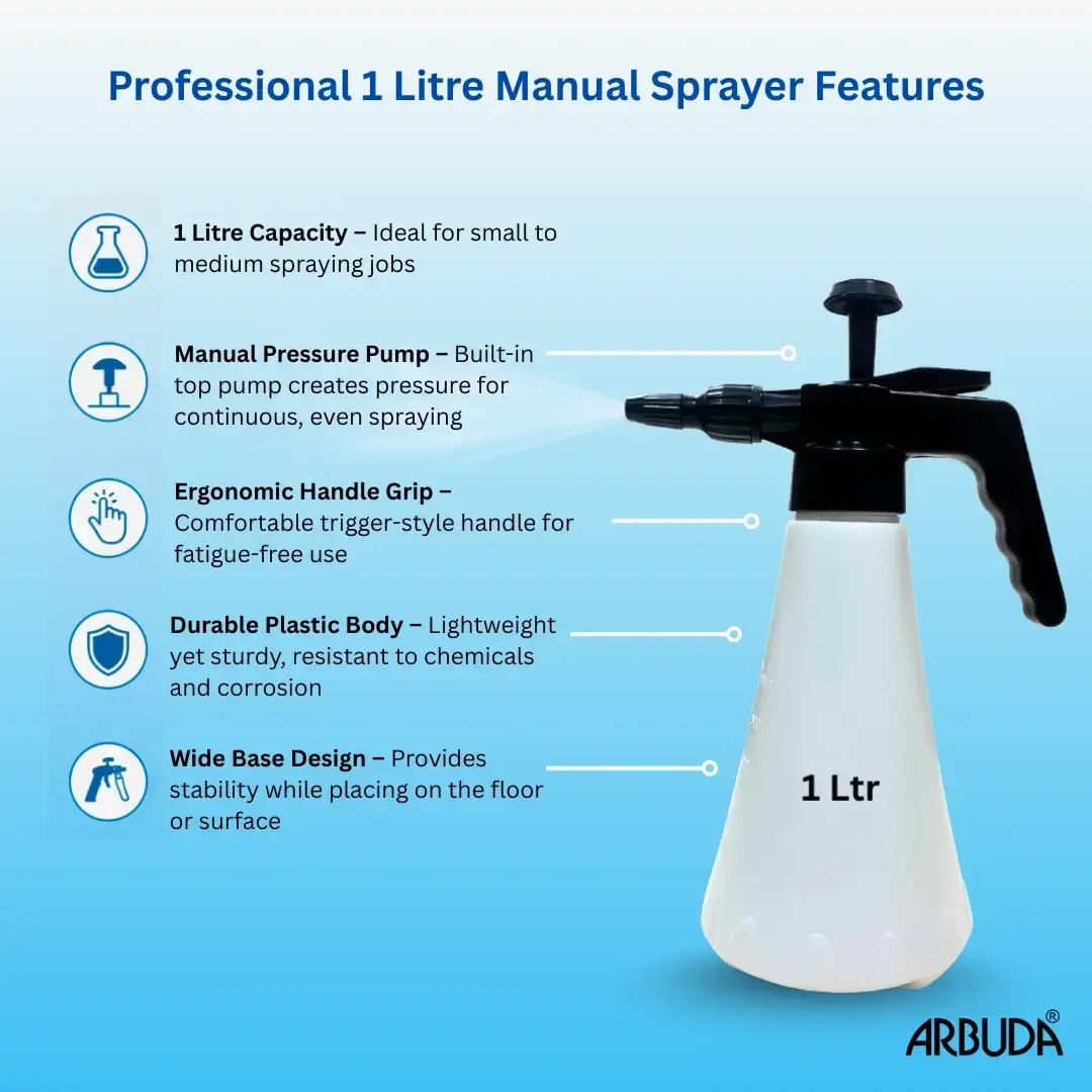 1 Litre Manual Pressure Sprayer with Adjustable Nozzle