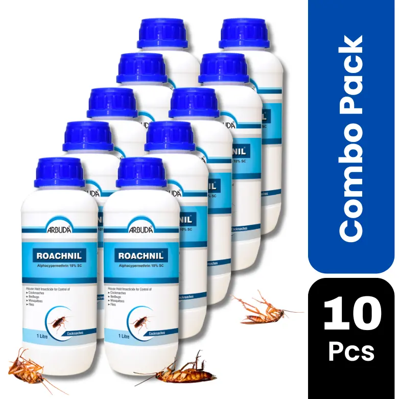 Roachnil Odorless Insecticide Pack of 10 | Alphacypermethrin 10% SC for Cockroach, Mosquito & Fly Control | Long Lasting Pest Control Solution