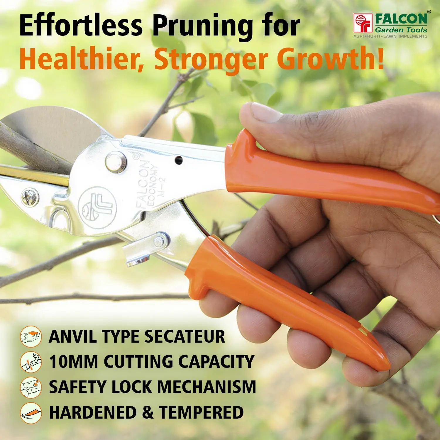 Falcon Pruning Secateurs Economy M-2 (200mm) Steel Garden Cutter