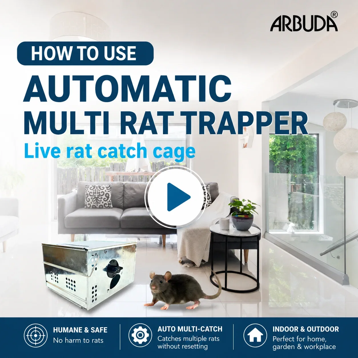 Automatic Multi Rat Trapper | Live Rodent Catch Cage for Humane Rat Control