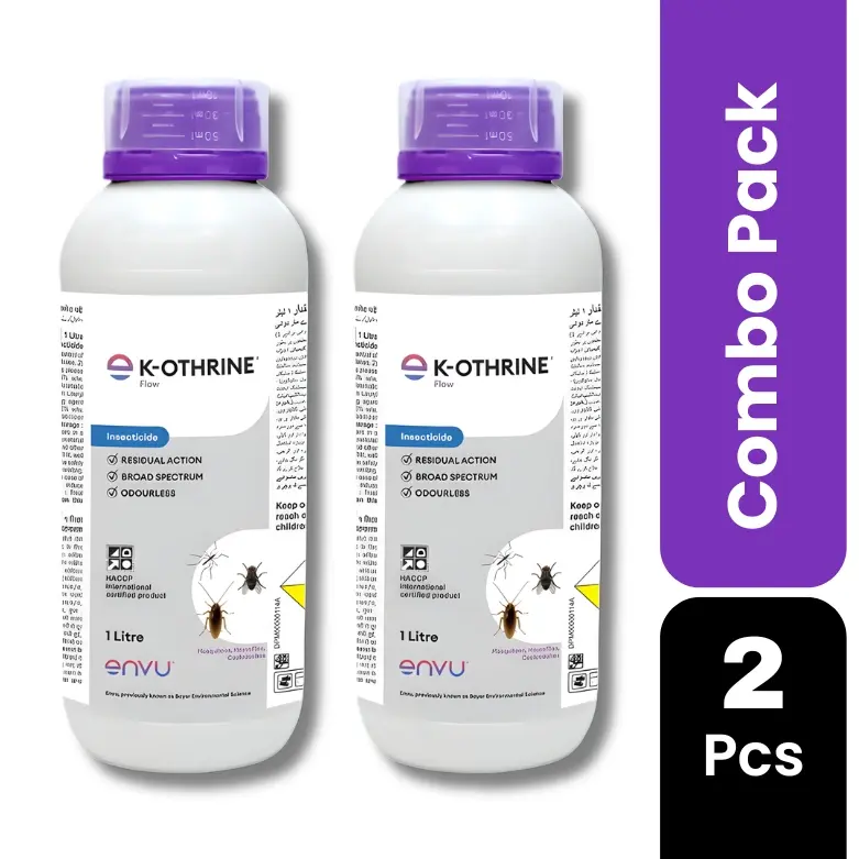 K-Othrine Flow 1 Ltr Pack of 2 | Deltamethrin 2.5% SC Insecticide for Cockroach, Mosquito & Housefly Control | Long Lasting Residual Spray