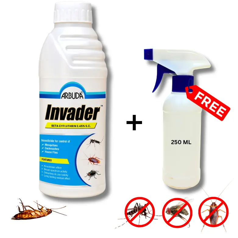 Invader - Odorless Cockroach Killer Pesticides 1 Ltr + Free 250 ml Sprayer