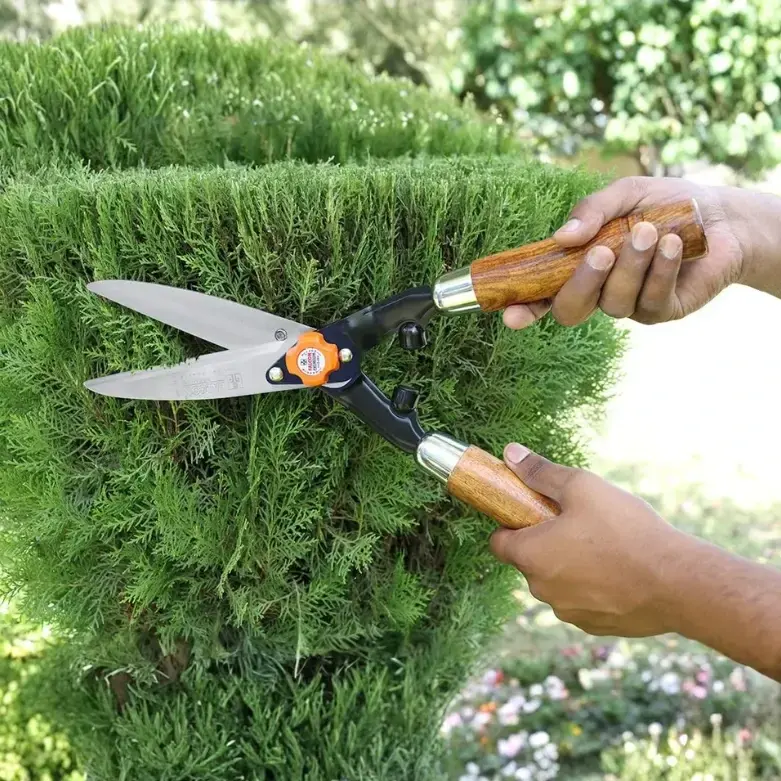 Falcon FHS-666 Steel Hedge Shear with Wooden Handle | Hardened Steel Blades