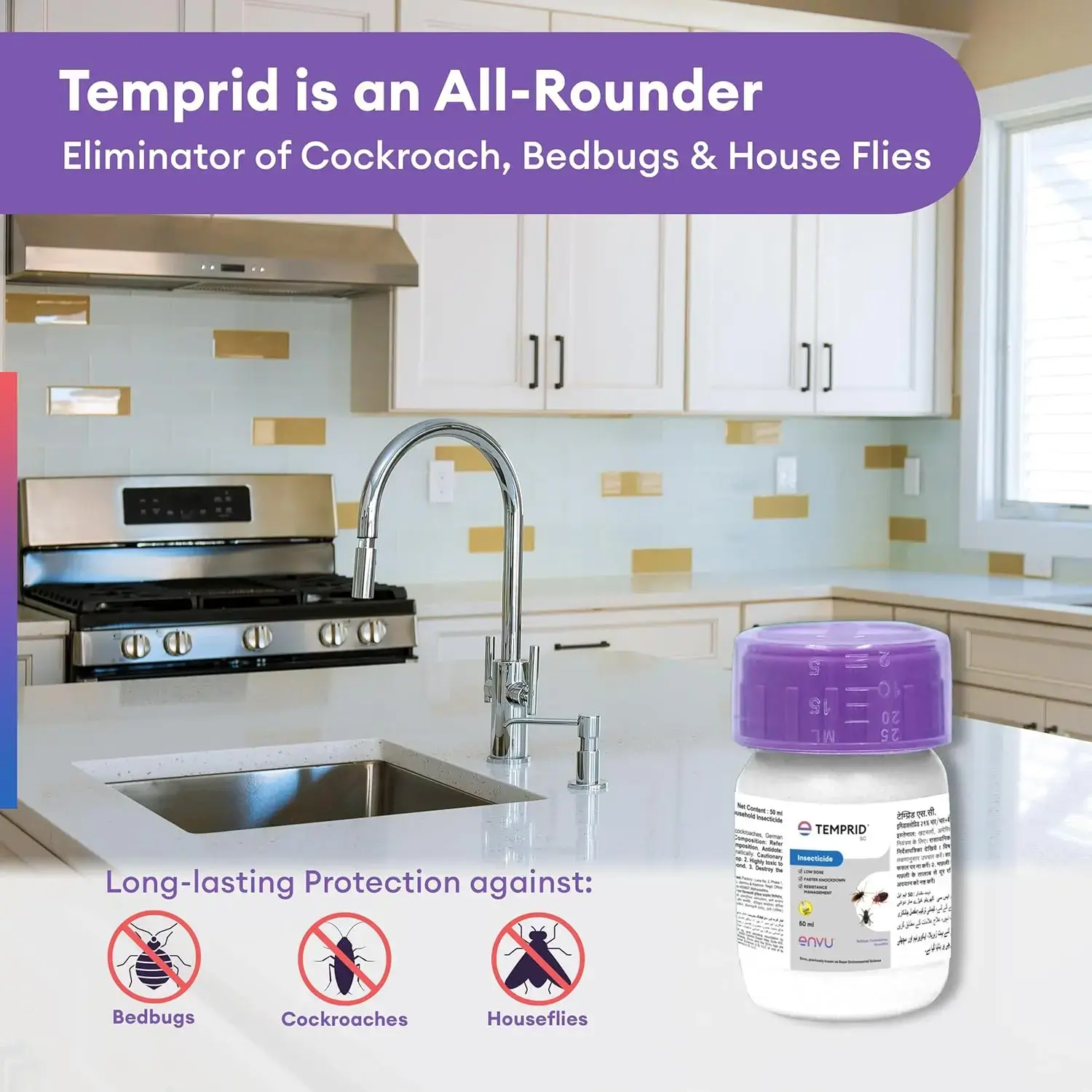 Temprid SC 50 ml ( Pack of 2 ) | Odorless Bedbug, Cockroach & Housefly Control Insecticide | Long Lasting Residual Pest Control Solution