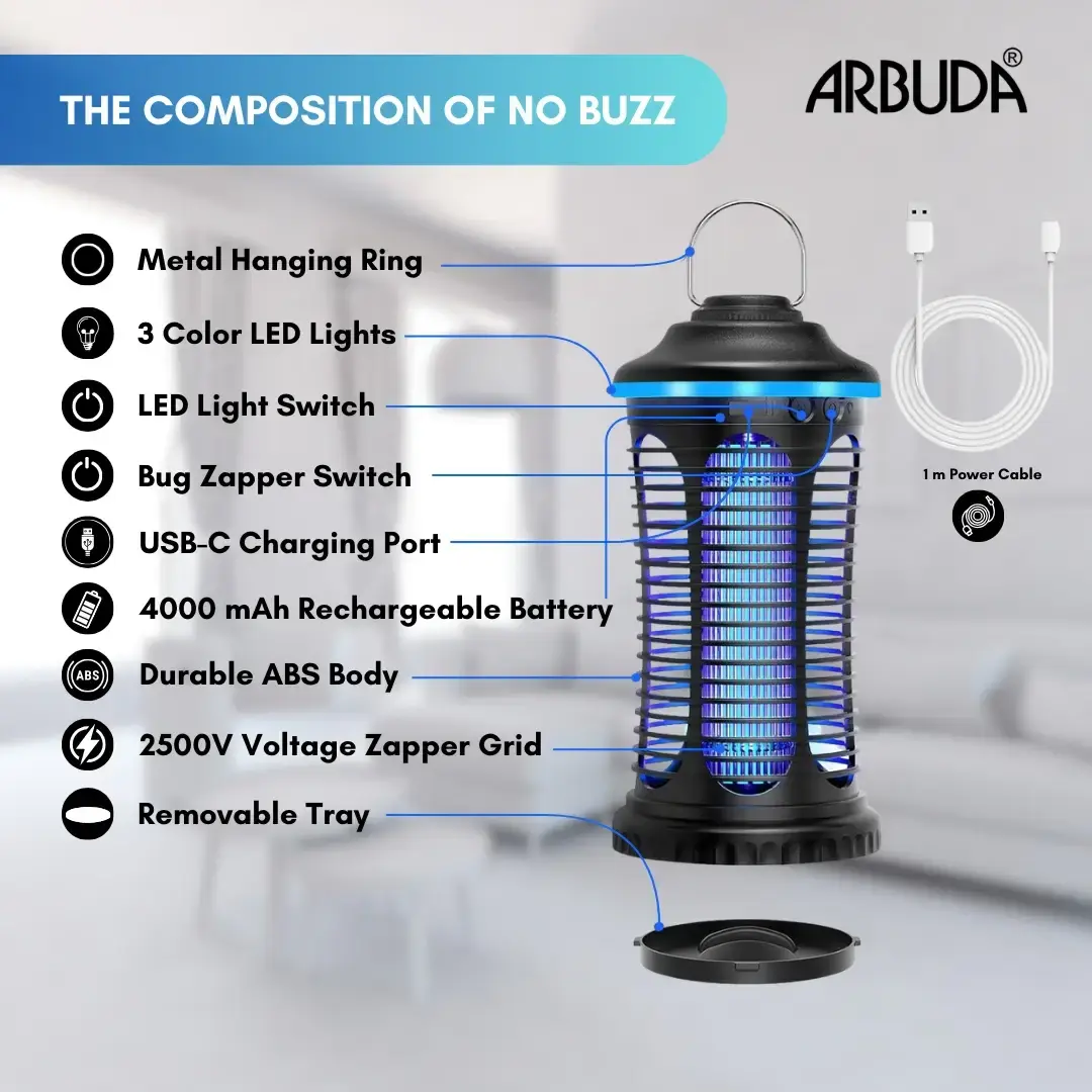 NO BUZZ Rechargeable Mosquito Zapper for Food Trucks & Outdoor Stalls